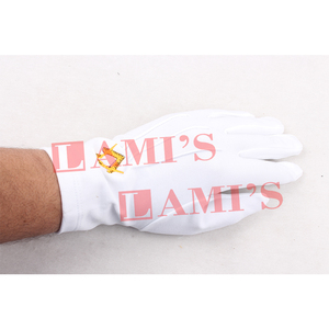 Guantes de Regalia masónicos con bordado dorado personalizado, guantes masónicos transpirables de algodón 100% para uniforme - Product Image 1