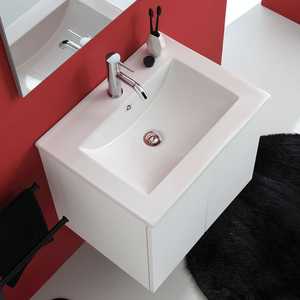 60cm Wall-Hung Bathroom Cabinet with 2 White <b>Doors</b> 60x80cm Bali Sink and <b>Mirror</b> Set - Product Image 4