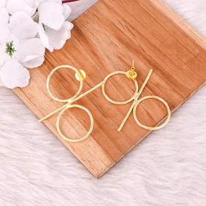 Pendientes de Botón de Latón Chapado en Oro para Mujer, Diseño Artesanal, Alta Calidad, Fabricante Mayorista - Product Image 4