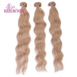 K.SWIGS 18 #   Extensiones de Cabello Rubio con Punta en V, Cabello Humano Remy de Doble Trama, Ondulado, 10-30 Pulgadas, 50g/50 Piezas, Cabello con Queratina, Premium - Product Image 6