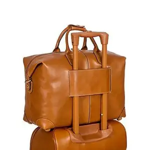 Bolsa de couro para viajar estilo carrinho, bolsa de turismo exclusiva de couro puro de qualidade muito agradável, forte em material e longa duração