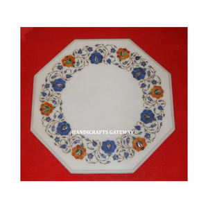 โต๊ะกาแฟทรงแปดเหลี่ยมฝังลายดอกไม้หินอ่อนสีขาวสำหรับตกแต่งบ้านและคาเฟ่ดีไซน์ที่ไม่เหมือนใคร - Product Image 1