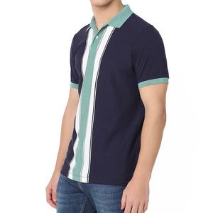 เสื้อโปโลลายทางโลโก้ที่กำหนดเองสำหรับผู้ชายเสื้อโปโลแขนสั้นประสิทธิภาพทอแบบลำลองสไตล์เรียบ - Product Image 4