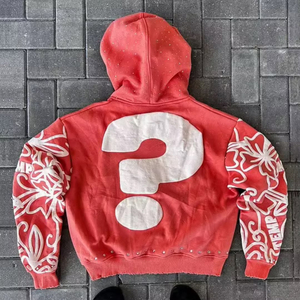 Sweat à capuche d'hiver doublé personnalisé Crop Puff Printing Heavyweight Anti-Shrink Plus Size Streetwear Hommes Femmes Hip 3D Embroidery Front - Product Image 2