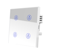 Interruptor de Pared Táctil de Vidrio Inalámbrico NFC Tuya Smart Life, Control por Voz en India, Regulador de Luz y Ventilador, Táctil Inteligente, Certificado CE, 6A 230V