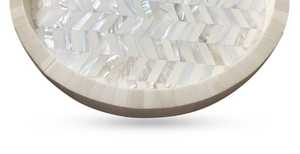 Bandeja de servicio con incrustaciones de hueso de fregona floral de madera natural hecha a mano de alta calidad personalizada para restaurantes caseros, hoteles de la India. - Product Image 4