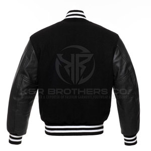 Hommes à la mode en cuir manches Varsity Jacket Classic Sports Bomber Jacket pour l'hiver Streetwear Fashion - Product Image 2