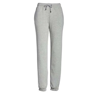 Pantalon décontracté gris en maille pour femme, taille mi-haute, avec cordon de serrage, longueur intégrale, couleur unie, poches, coupe droite, idéal pour l'automne - Product Image 1