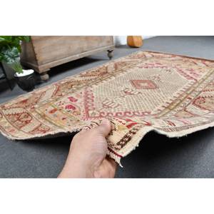 Alfombra turca Vintage Beige Rojo 4,7X6,8 pies Estilo bohemio hecho a mano Área grande Patrón abstracto para pasillo Dormitorio o sala de estar - Product Image 3