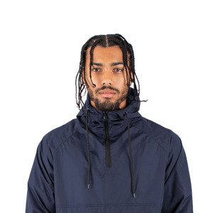 Wholesale 2023 Navy <b>Blue</b> Men's Waterproof Windbreaker Jacket <b>Canvas</b> Fabric Winter Arrival with Front Pocket and Attached Hood - Product Image 4