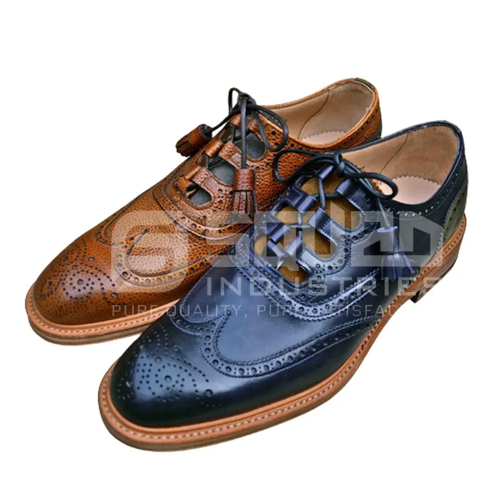 Ghillie Brogues Camel Brown & Black Leather Boots Business Casual Shoes Low Top Lace Up Shoes Fashion Brogue Mens Leather Shoes