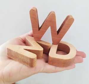 Unfinished Customizable Laser Engraved <b>Wooden</b> Letter <b>Slices</b> Polished Fridge Magnets with Magnetic Suction for Home Decoration - Product Image 2