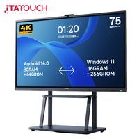 Pizarra Interactiva LED ITATOUCH de 85 Pulgadas, Sistema Operativo Android 14, Táctil de 40 Puntos, Resolución 4K, Lápices Magnéticos Inteligentes, 1 Año de Garantía