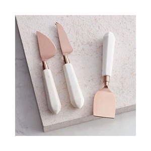 Esparcidor de mantequilla de acero inoxidable, mango de mármol blanco con diseño de logotipo personalizado Premium, portátil, novedad - Product Image 1