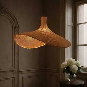 Lámpara colgante de bambú natural de diseño contemporáneo duradera y ligera para decoraciones interiores modernas para el hogar - Product Image 4