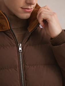 Veste d'hiver matelassée pour homme de qualité supérieure avec col en daim, veste bomber épaisse en coton rembourré de luxe pour temps froid, veste côtelée - Product Image 4