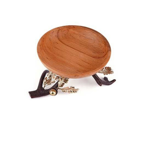 Luxury Metal Floral Accent Decorative <b>Serving</b> <b>Bowl</b> Premium Wood <b>Salad</b> <b>Serving</b> <b>Bowl</b> For Hotel & Restaurant Supplies - Product Image 3