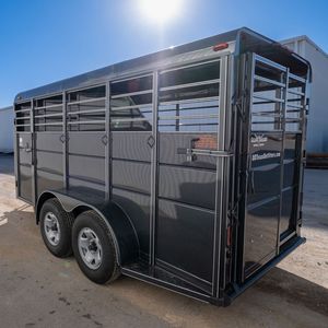 Remorque utilitaire à 2 essieux pour le transport de bétail, moutons, chevaux, vaches, porcs, avec parois latérales en aluminium noir - Product Image 5