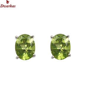 925 Sterling <b>Silver</b> Handmade <b>Stud</b> Earrings with Oval Peridot Gem Stone for Engagement Party Gift <b>Silver</b> Jewelry Wholesaler - Product Image 2
