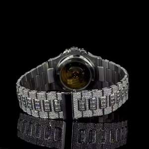 New Arrival Unisex Premium Classic Analog <b>Watch</b> Customized Stainless Steel High Quality Baguette Diamond Glass Mechanical Water - Product Image 4