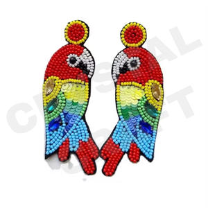 Genden Reveal Beaded Earrings for Women Patriotic Orange White Blue Colour for <b>Wedding</b> or Memorial Day - Product Image 3