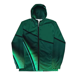 Vestes coupe-vent à capuche en sublimation entièrement imprimées Vestes d'extérieur légères en polyester personnalisées unisexes avec fermeture éclair - Product Image 5