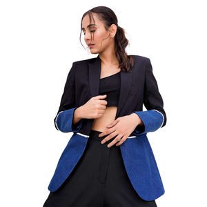 Blazer de Lana de Alta Calidad, Elegante y Casual para Negocios, Unisex, para Mujer, Tejido Sólido Antiarrugas, Cuello en V, Botón Único, 3D - Product Image 3