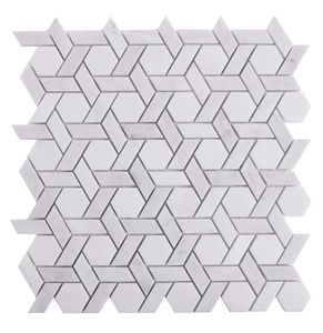 Mosaico Hexagonal Ojo de Zorro en Blanco y Negro, Piedra Pulida, Moderno, para Pared Interior, Baño, Resistente al Agua - Product Image 2