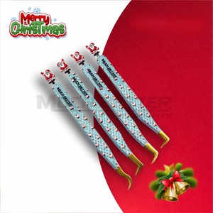 Pinzas de pestañas de acero inoxidable de Navidad de reno, diseño ligero recubierto de papel con extensiones recortadas - Product Image 4