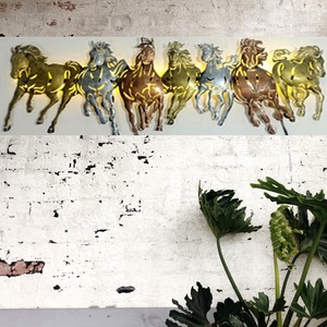 7 chevaux panneau mural moyen sculpture en métal fabriqué à la main décoratif artisanat indien salon couloir bureau décoration murale - Product Image 3
