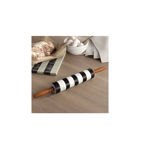 Rouleau à pâtisserie en marbre de cuisine, rouleau à pâtisserie en marbre poli antiadhésif fait à la main avec poignée en bois - Product Image 1