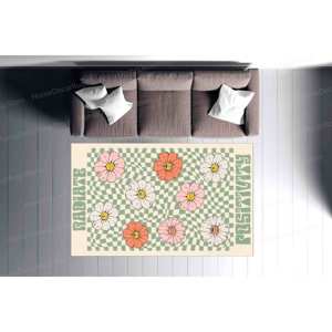 Soft Tones Printed <b>Rug</b> - Modern Floral <b>Chenille</b> Bedroom Area <b>Rug</b>,Luxury Velvet <b>Rug</b> - Product Image 2