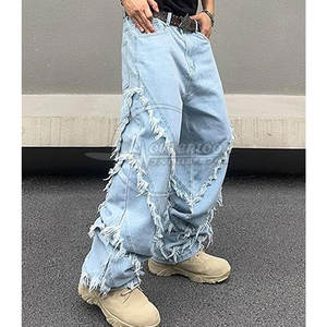 Pantalon en jean à jambes larges pour hommes, sur mesure de style unique, personnalisé avec votre propre logo, pantalon en jean à jambes larges pour hommes - Product Image 4