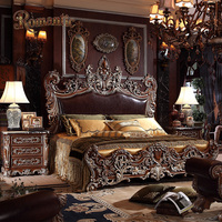 Luxuriöses Traditionelles Europäisches Schlafzimmer-Möbelset Massivholz Geschnitztes Bett Elegantes Königliches Design