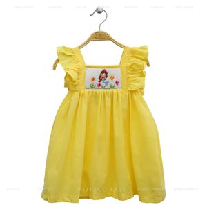 Robe blouse 100% coton pour bébé fille avec plaque blouse blanche sur la poitrine brodée à la main-Service OEM disponible - Product Image 1