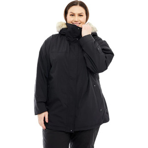 High Street Women's Black <b>Quilted</b> Winter Jacket With Fur Trim Hood Windproof Full Sleeve Regular Length Polyester <b>Wadding</b> Coated - Product Image 1
