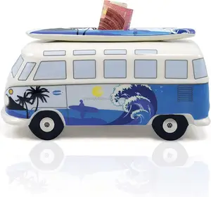 Керамическая копилка для серфинга, фургона, moneybox Samba, автобуса T1, копилка для дома на колесах, копилка, сберегательная коробка, Подарочная идея, веер, сувенир