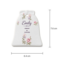Ornement de Noël en céramique en forme de cloche, motif bouquet de roses vintage, plaque suspendue pour arbre de Noël, souvenir de naissance
