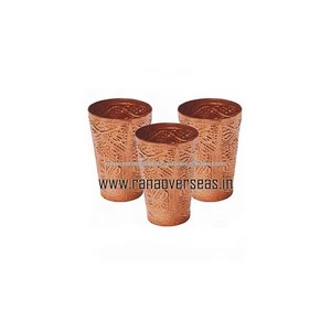 Handmade Pure Copper Embossed Drinking <b>Glass</b> Tumbler <b>Set</b> of 3 Perfect for Home Hotel and Restaurant From Trusted Supplier - Product Image 2