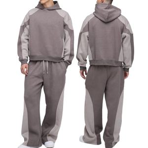Ensemble sweat-shirt et pantalon de survêtement pour homme, coupe régulière, blocs de couleur, streetwear, surdimensionné, léger, imprimé, 100% coton, pantalon évasé - Product Image 6