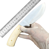 Couteau de chasse et de camping OEM en acier Damas forgé à la main, lame fixe, manche en os de chameau, lame pleine longueur, étui EDC, haute durabilité