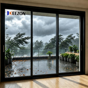 Puertas corredizas de aluminio resistentes a huracanes DEEZON NFRC, a prueba de viento e impermeables, para patio exterior, puerta corrediza antitifón para U - Product Image 1