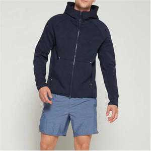 Sweats à capuche personnalisables de couleur unie pour hommes avec manches respirantes complètes 100% coton mélangé teint uni pour les soldes d'hiver - Product Image 3