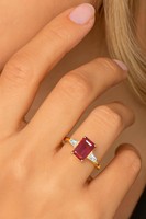 Bague vintage de luxe en rubis rouge véritable de qualité supérieure, argent sterling 925 plaqué or 14 carats, rubis naturel certifié IGI