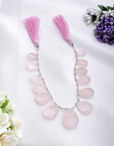 Cuentas de Cuarzo Rosa Facetadas en Forma de Pera de 8 Pulgadas, Naturales, para la Elaboración de Joyería Fina - Product Image 1