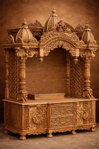 Premium Solid Wood Handmade Pashupatinath <b>Mandir</b> Luxury Wooden Home Temple <b>Mandir</b> Storage Drawer Wooden Pooja <b>Mandir</b> for Home - Product Image 4