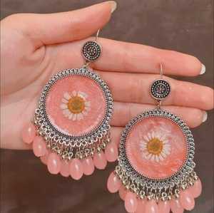 Boucles d'oreilles fleurs artisanales femmes plaqué or Style ethnique Zircon bijoux indiens cadeaux de fête de mariage - Product Image 4