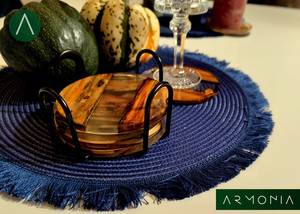 Custom Logo Resin and Stone <b>Coasters</b> Handmade Swirl Art <b>Drink</b> <b>Coaster</b> Set with Unique Designs, Perfect for Branding - Product Image 3