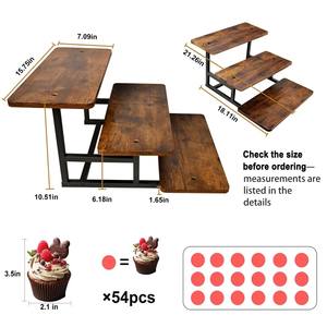 Support à cupcakes en bois rustique à 3 niveaux avec cadre métallique robuste, idéal pour la présentation de desserts lors de fêtes, mariages, buffets et événements - Product Image 4