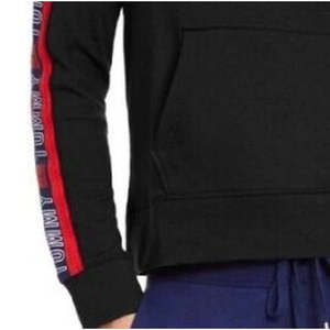 Felpa con cappuccio sportiva nera da donna Tommy Hilfiger, in maglia di seta traspirante, crop top ricamato, taglia S - Product Image 3